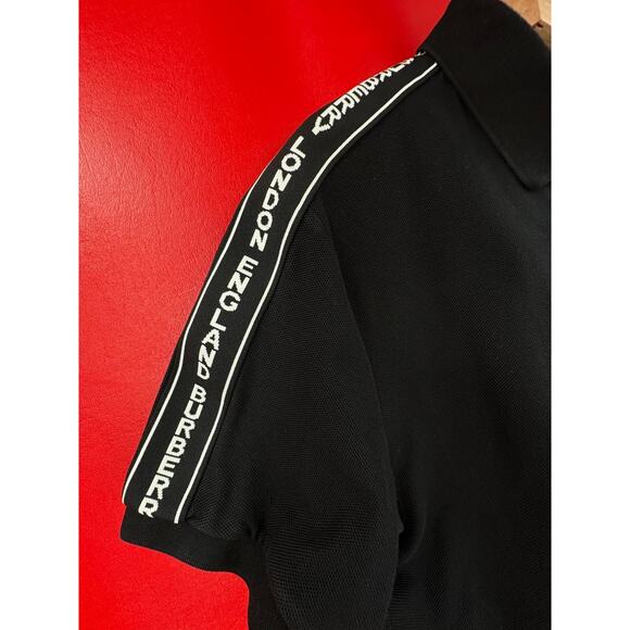 Burberry Black Stonely Logo Tape Cotton Pique Men's Polo Shirt Size SP - Picture 11 of 16